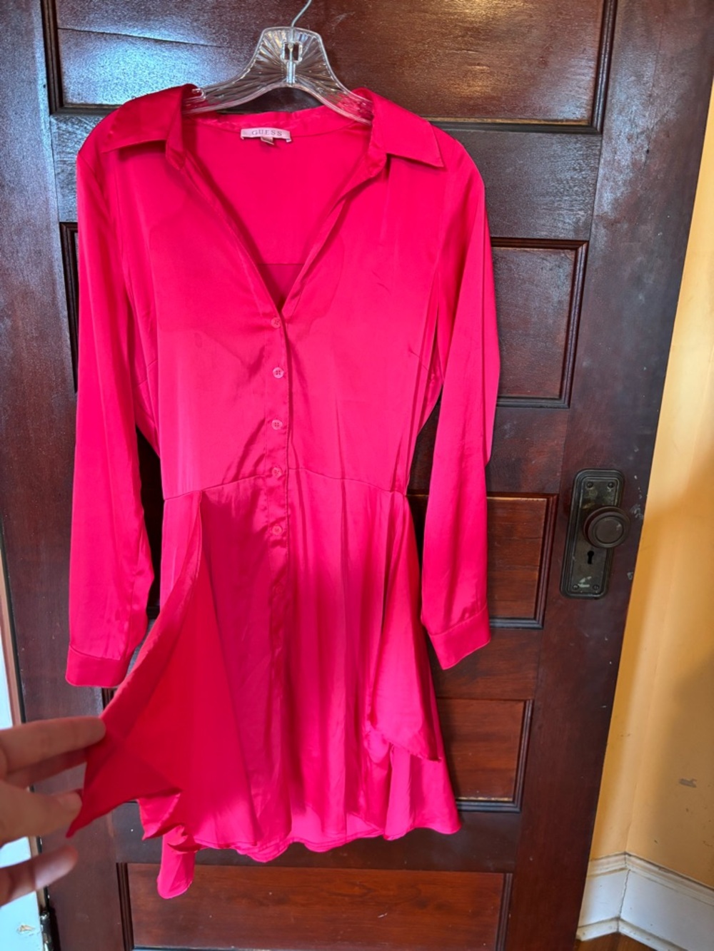 Bright Pink Button-Front Shirt Dress - Guess